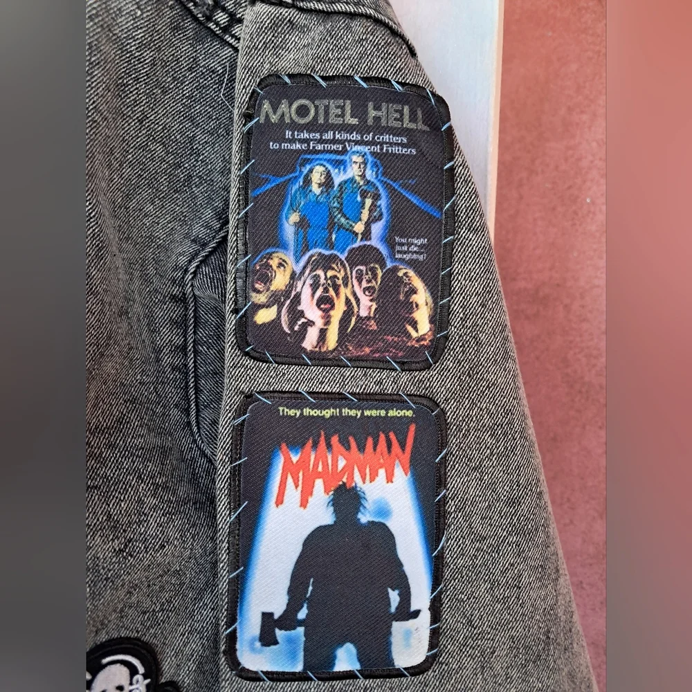 Custom RAGE Horror Cropped Grey Denim Jacket! OOAK Unique Fandom Wear! Friday 13 - Picture 9 of 16
